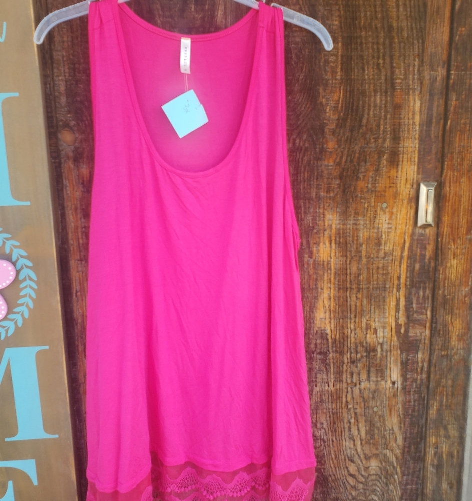 Bright Pink Lace Tunic Top
